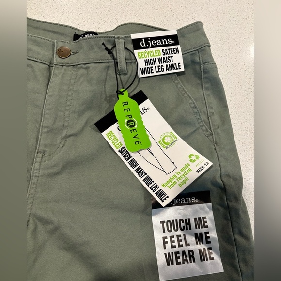 d. jeans Green Chinos Wide-Leg Cropped, NWT - Picture 6 of 7